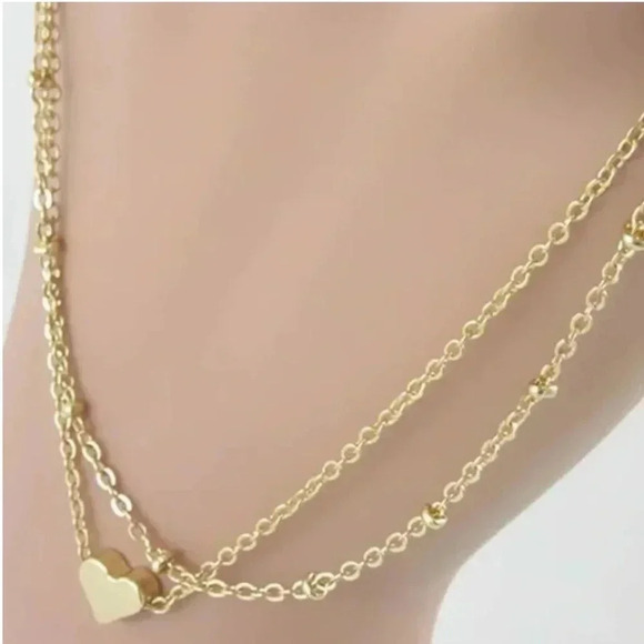 1 LEFT! Layered Gold Heart Ankle Bracelet - Picture 2 of 4